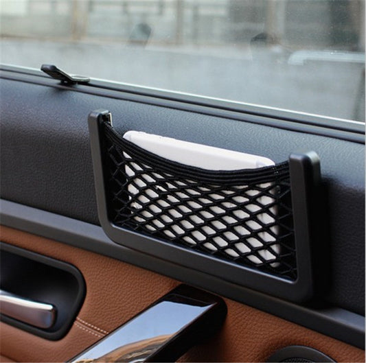 Organizador de coche con red adhesiva