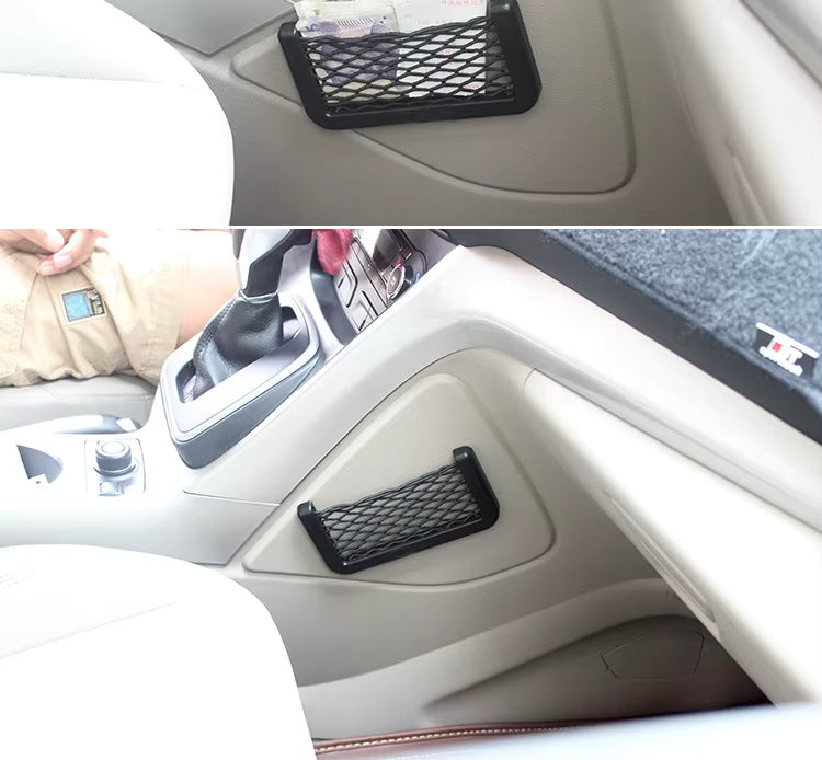 Organizador de coche con red adhesiva